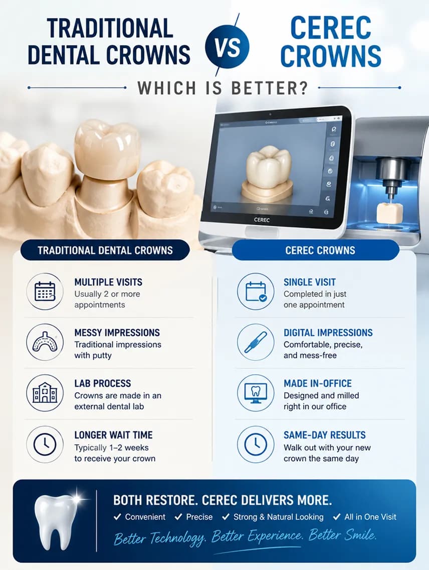 Traditional Dental Crowns vs CEREC Crowns – Which Is Better? Traditional Dental Crowns vs CEREC Crowns – Which Is Better?
